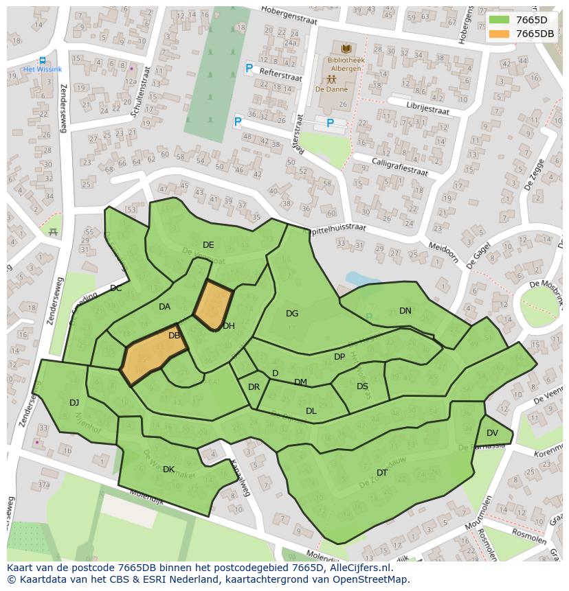 Afbeelding van het postcodegebied 7665 DB op de kaart.