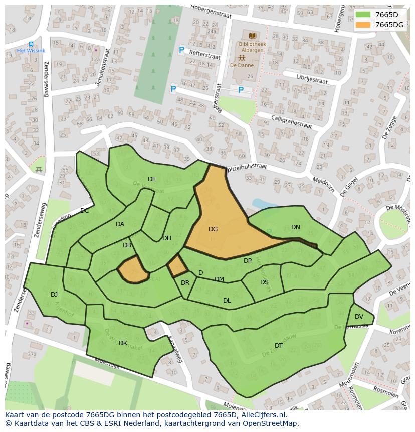Afbeelding van het postcodegebied 7665 DG op de kaart.