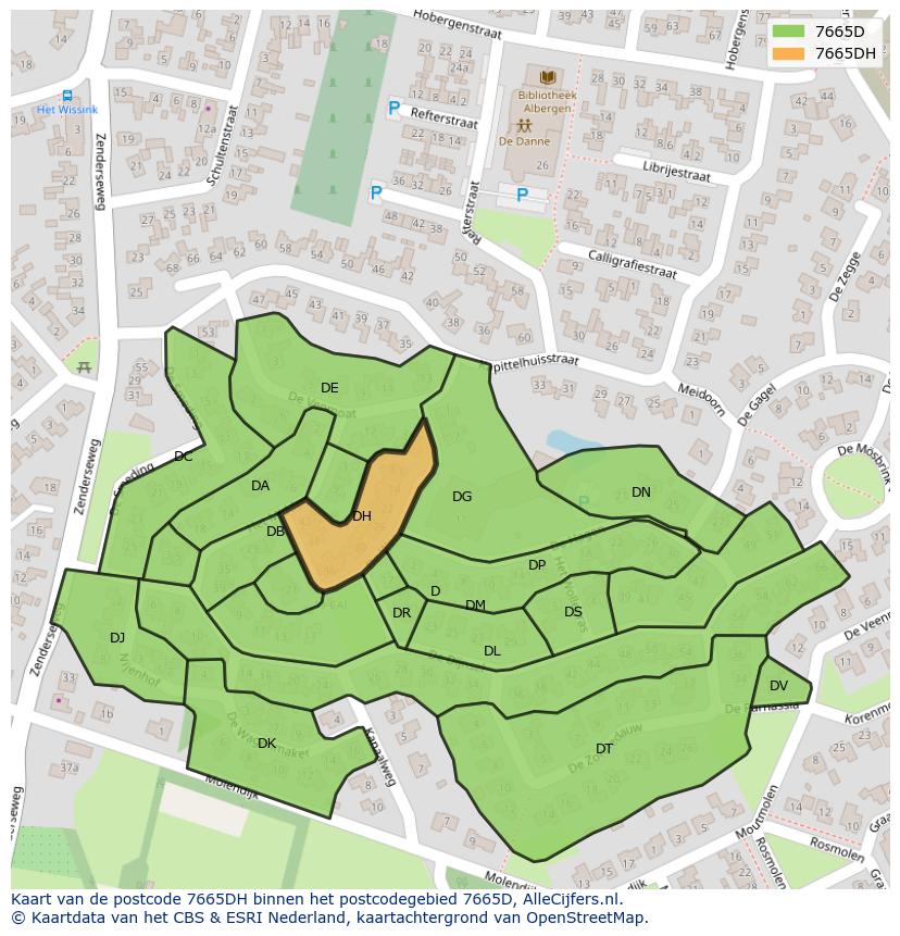Afbeelding van het postcodegebied 7665 DH op de kaart.