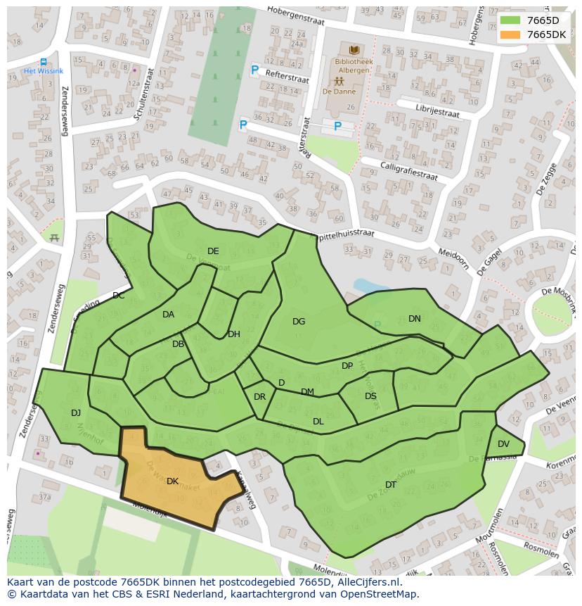 Afbeelding van het postcodegebied 7665 DK op de kaart.