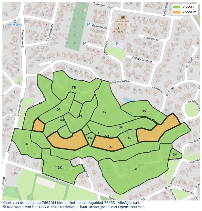 Afbeelding van het postcodegebied 7665 DM op de kaart.