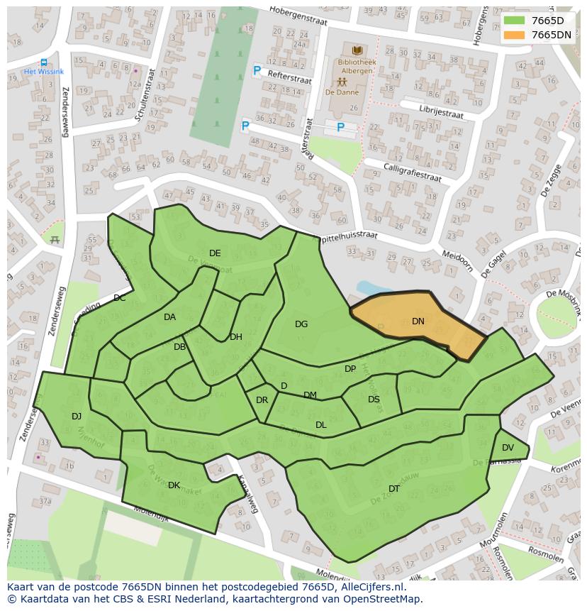 Afbeelding van het postcodegebied 7665 DN op de kaart.