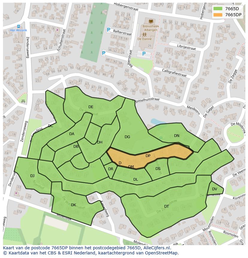 Afbeelding van het postcodegebied 7665 DP op de kaart.