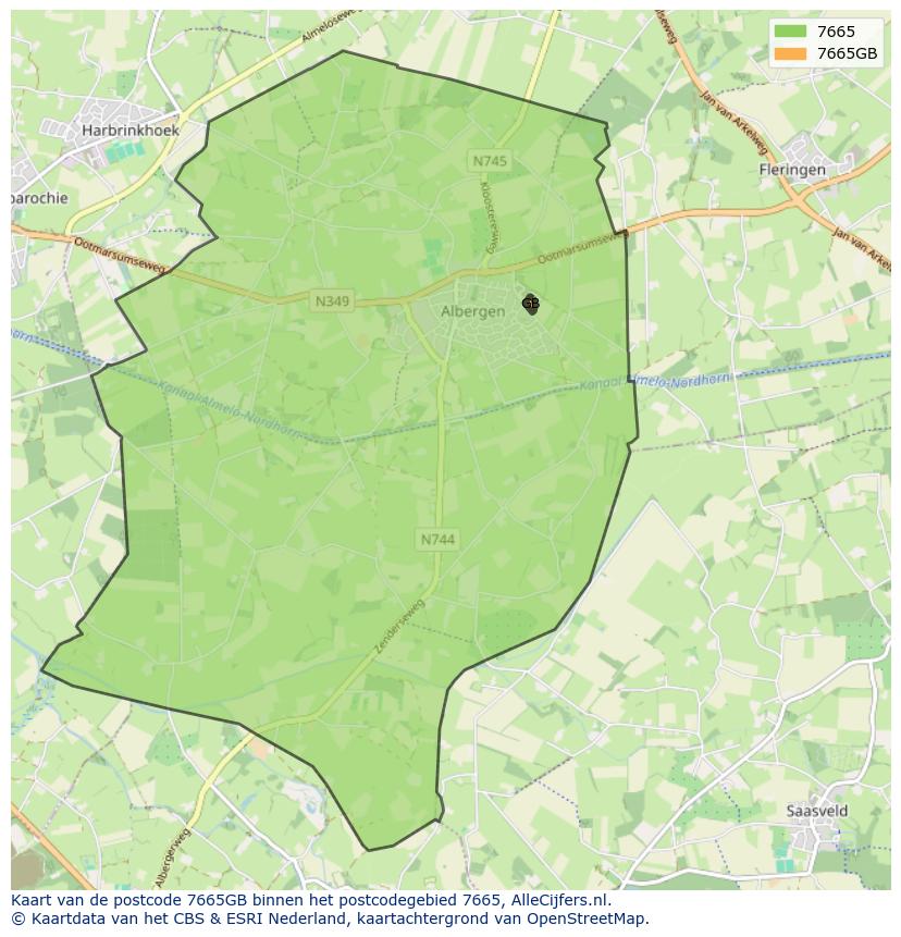 Afbeelding van het postcodegebied 7665 GB op de kaart.