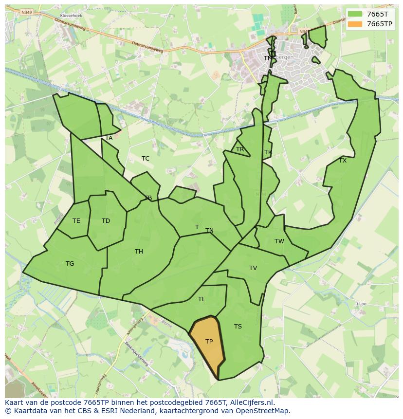 Afbeelding van het postcodegebied 7665 TP op de kaart.