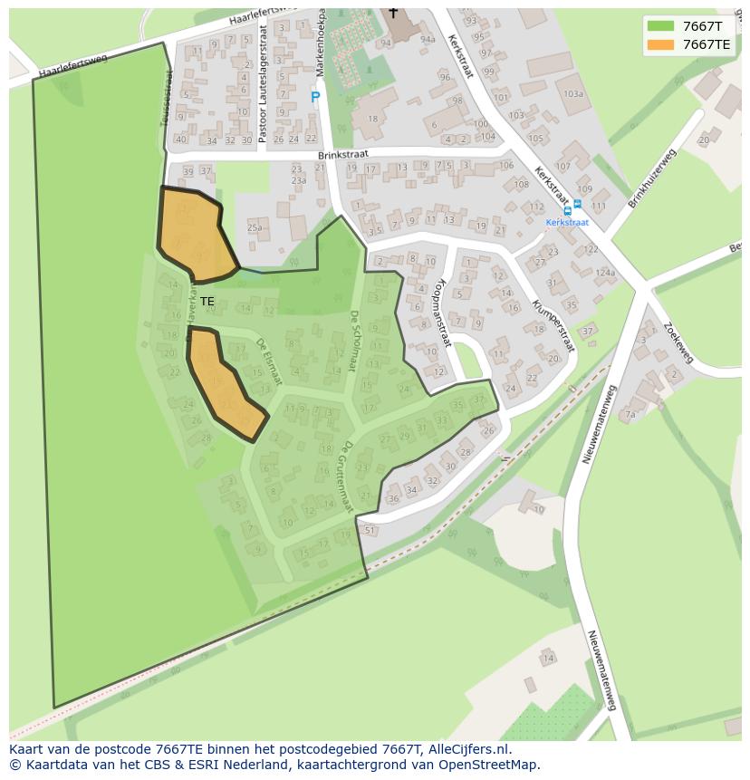 Afbeelding van het postcodegebied 7667 TE op de kaart.