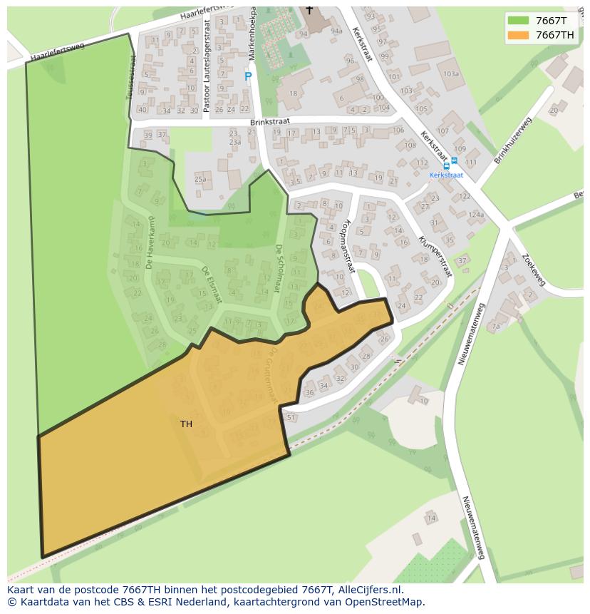 Afbeelding van het postcodegebied 7667 TH op de kaart.