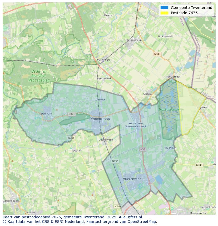Afbeelding van het postcodegebied 7675 op de kaart.