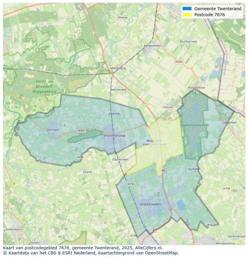 Afbeelding van het postcodegebied 7676 op de kaart.