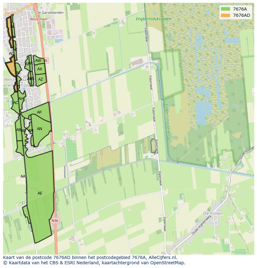 Afbeelding van het postcodegebied 7676 AD op de kaart.