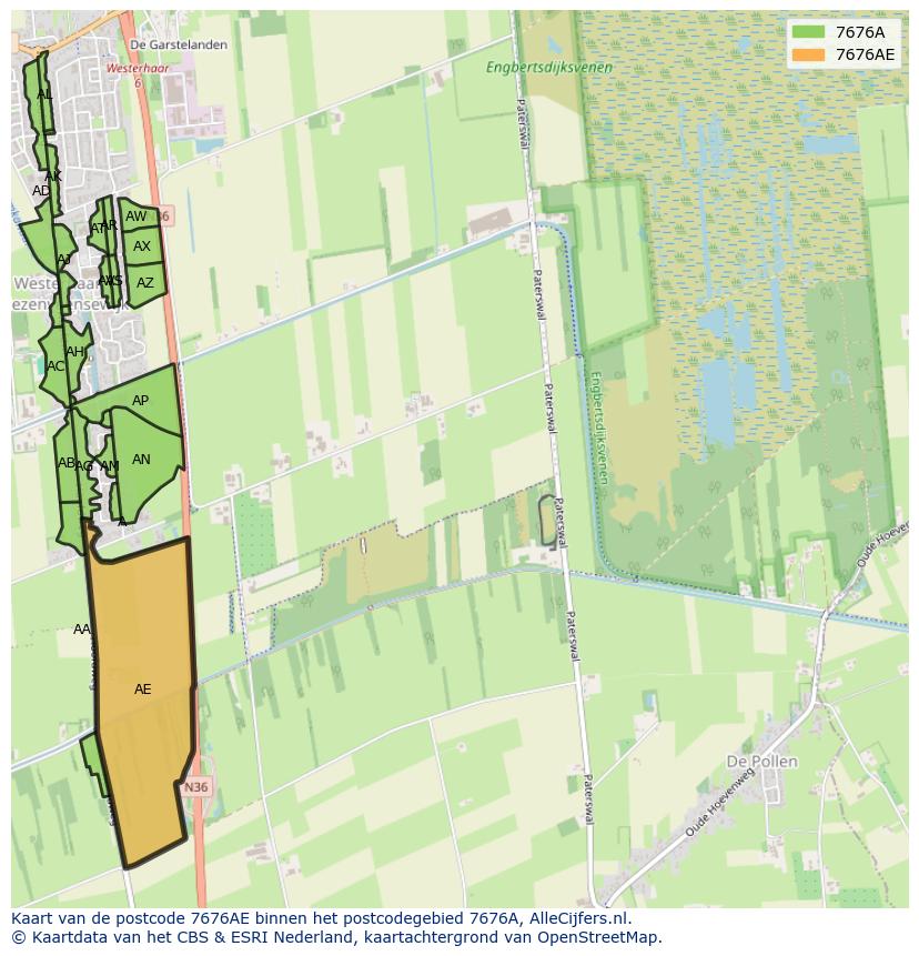 Afbeelding van het postcodegebied 7676 AE op de kaart.