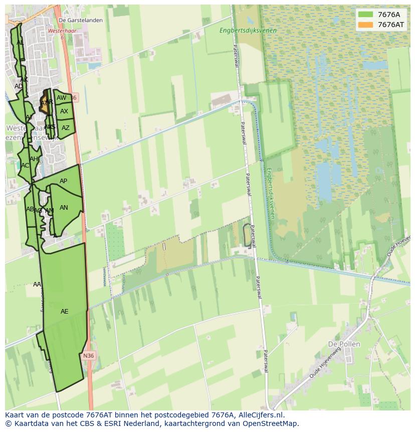 Afbeelding van het postcodegebied 7676 AT op de kaart.
