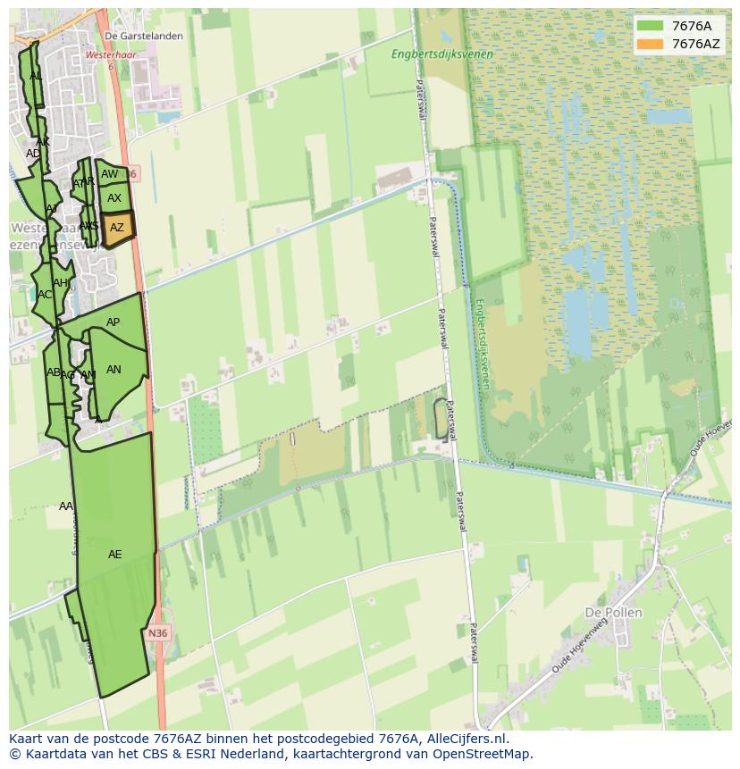 Afbeelding van het postcodegebied 7676 AZ op de kaart.
