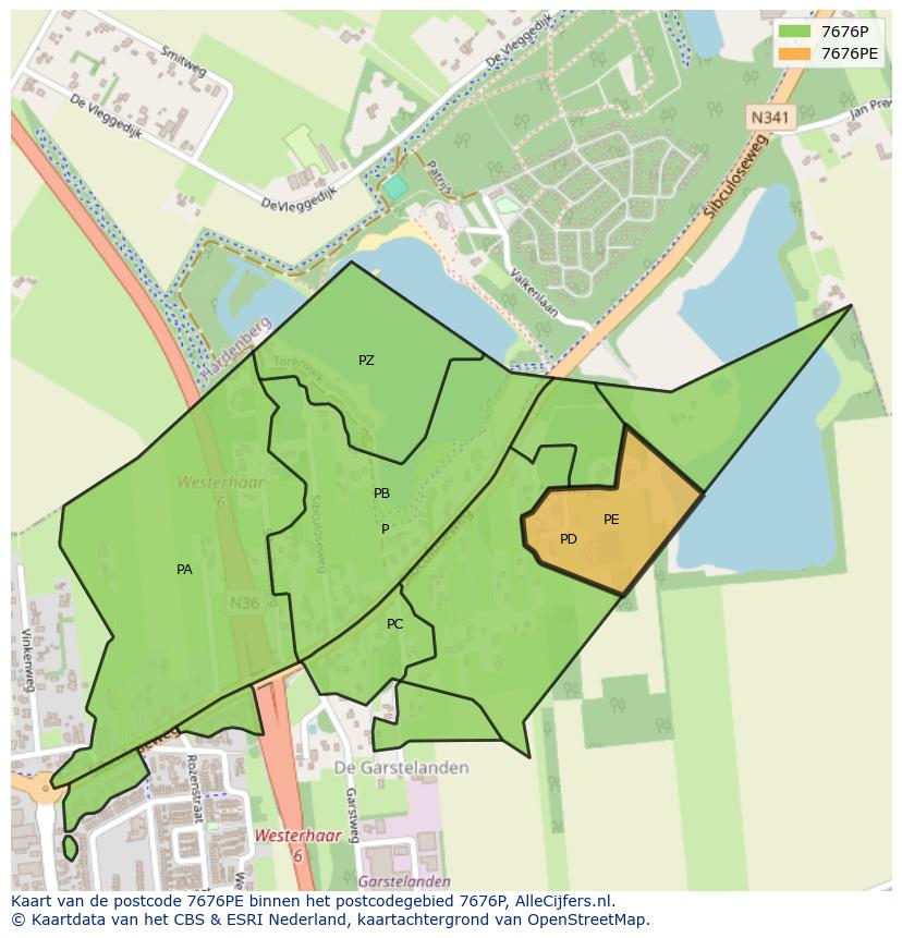 Afbeelding van het postcodegebied 7676 PE op de kaart.