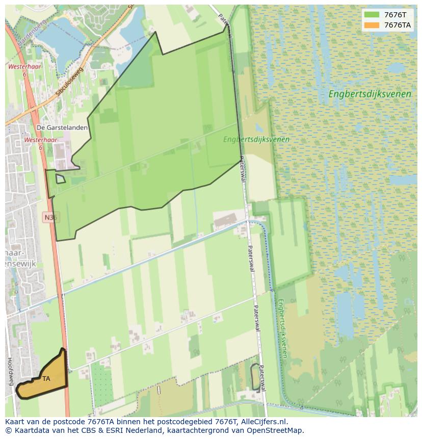 Afbeelding van het postcodegebied 7676 TA op de kaart.