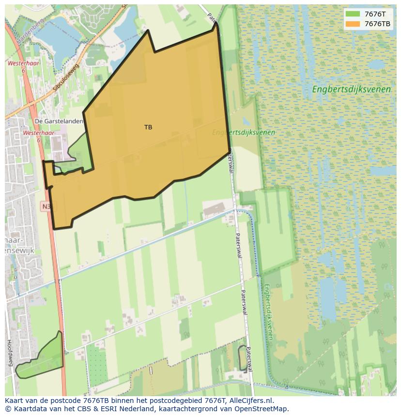 Afbeelding van het postcodegebied 7676 TB op de kaart.