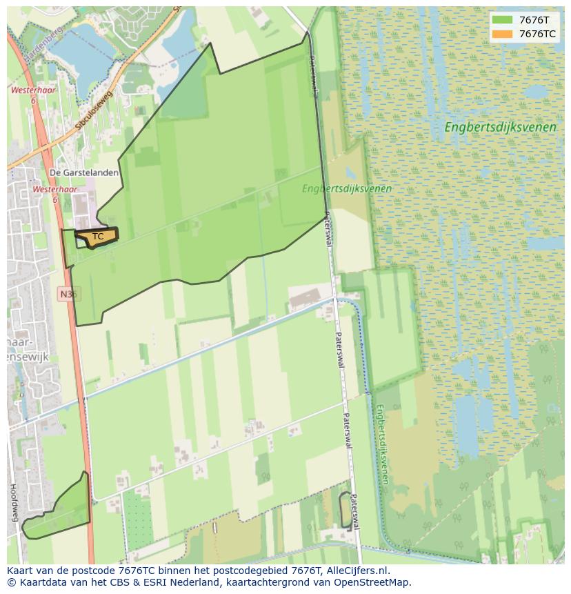 Afbeelding van het postcodegebied 7676 TC op de kaart.