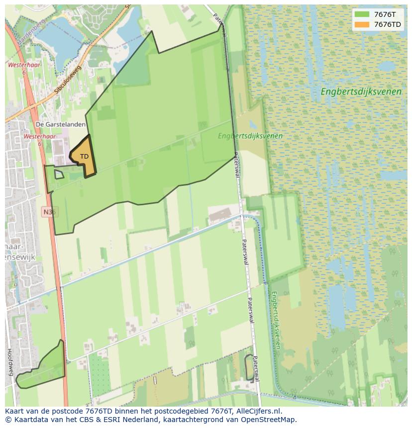 Afbeelding van het postcodegebied 7676 TD op de kaart.