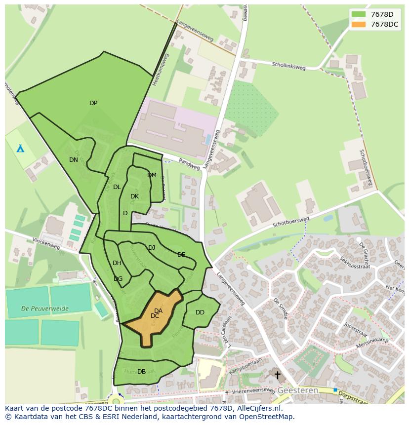 Afbeelding van het postcodegebied 7678 DC op de kaart.