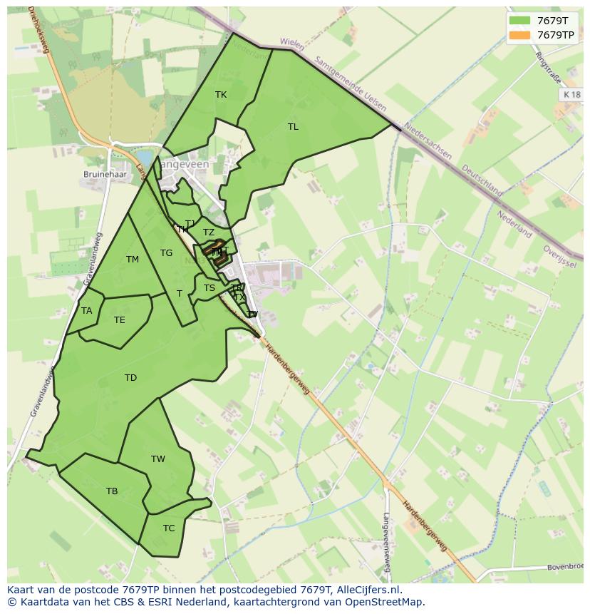 Afbeelding van het postcodegebied 7679 TP op de kaart.