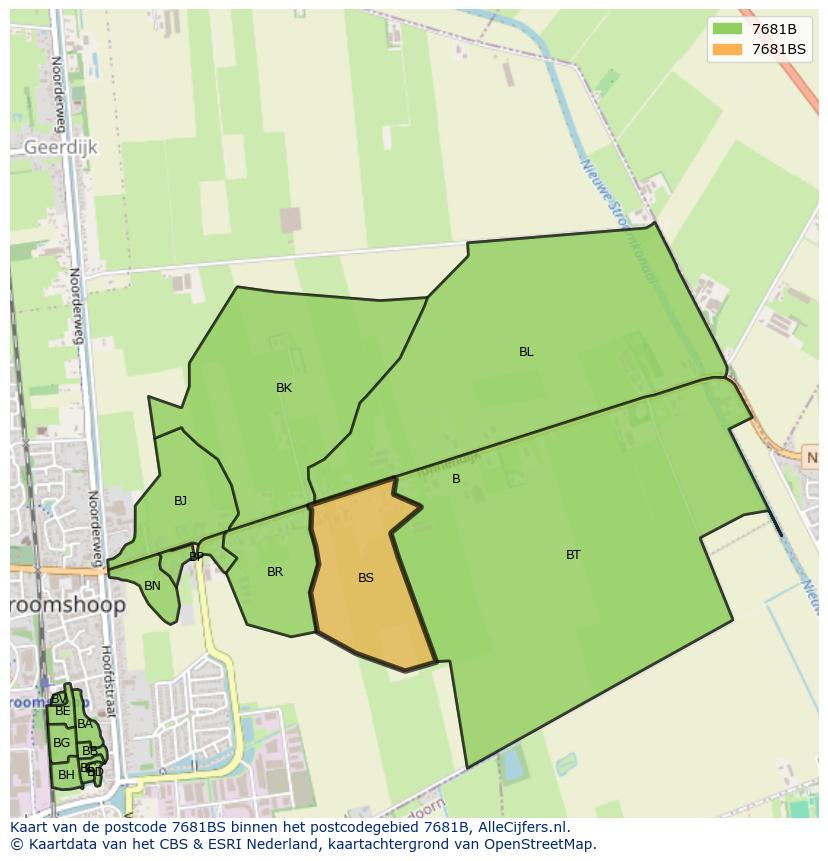 Afbeelding van het postcodegebied 7681 BS op de kaart.