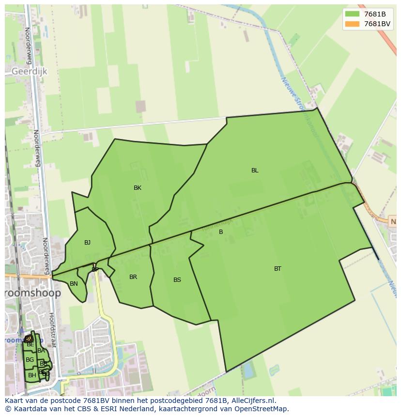 Afbeelding van het postcodegebied 7681 BV op de kaart.