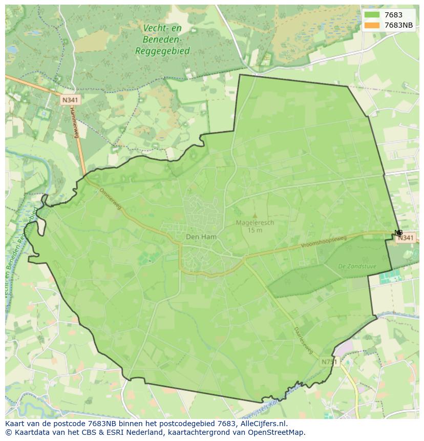 Afbeelding van het postcodegebied 7683 NB op de kaart.