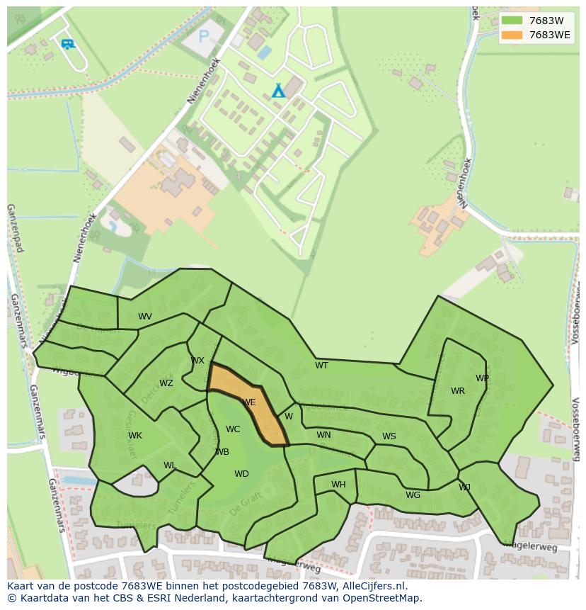 Afbeelding van het postcodegebied 7683 WE op de kaart.