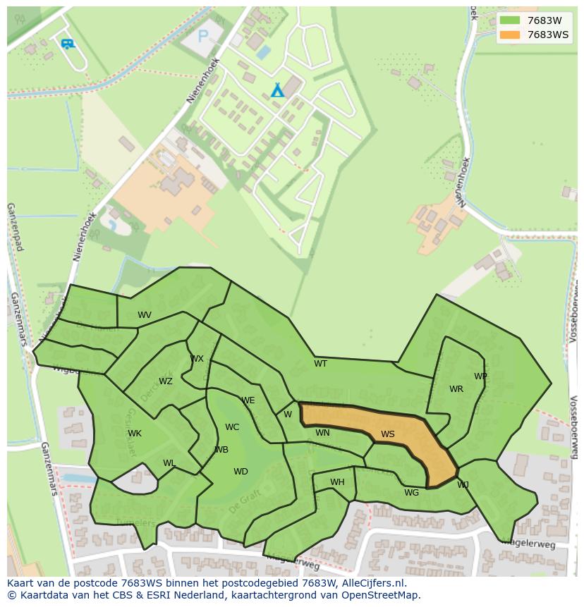 Afbeelding van het postcodegebied 7683 WS op de kaart.