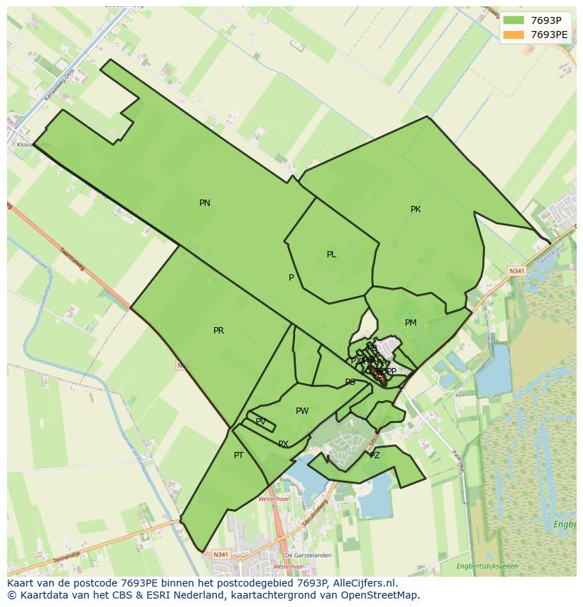Afbeelding van het postcodegebied 7693 PE op de kaart.