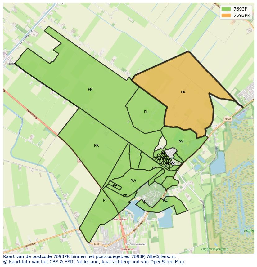 Afbeelding van het postcodegebied 7693 PK op de kaart.