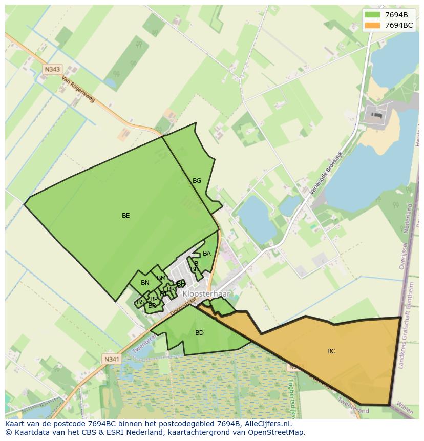 Afbeelding van het postcodegebied 7694 BC op de kaart.