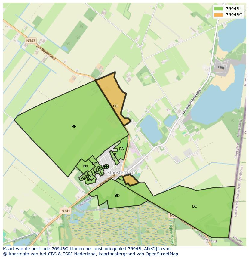 Afbeelding van het postcodegebied 7694 BG op de kaart.