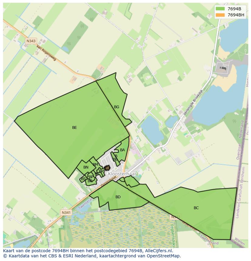 Afbeelding van het postcodegebied 7694 BH op de kaart.
