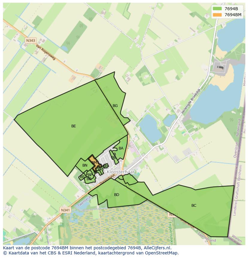 Afbeelding van het postcodegebied 7694 BM op de kaart.