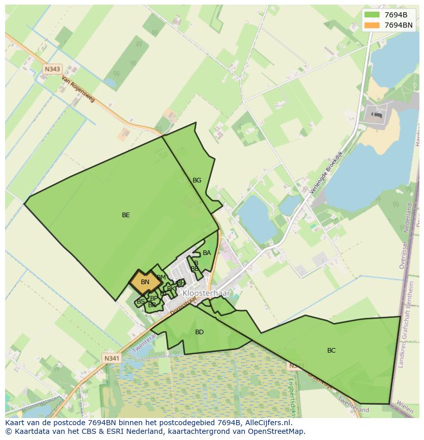 Afbeelding van het postcodegebied 7694 BN op de kaart.