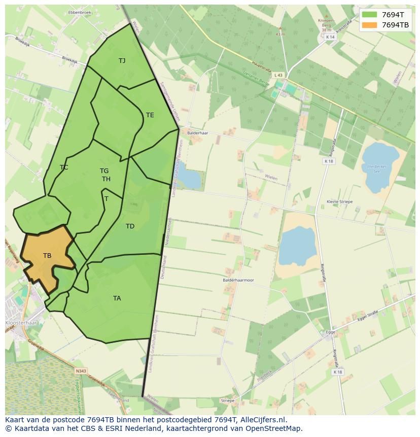 Afbeelding van het postcodegebied 7694 TB op de kaart.