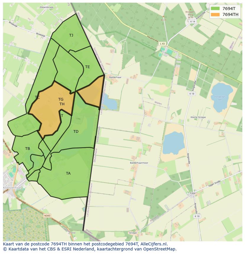 Afbeelding van het postcodegebied 7694 TH op de kaart.