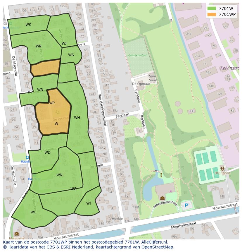 Afbeelding van het postcodegebied 7701 WP op de kaart.