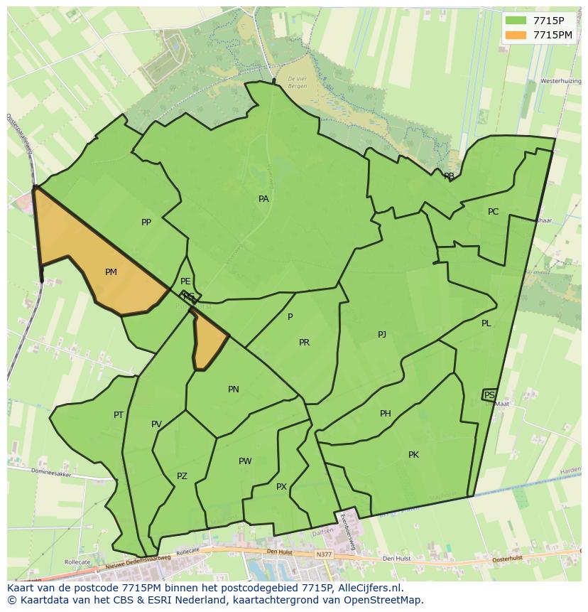 Afbeelding van het postcodegebied 7715 PM op de kaart.