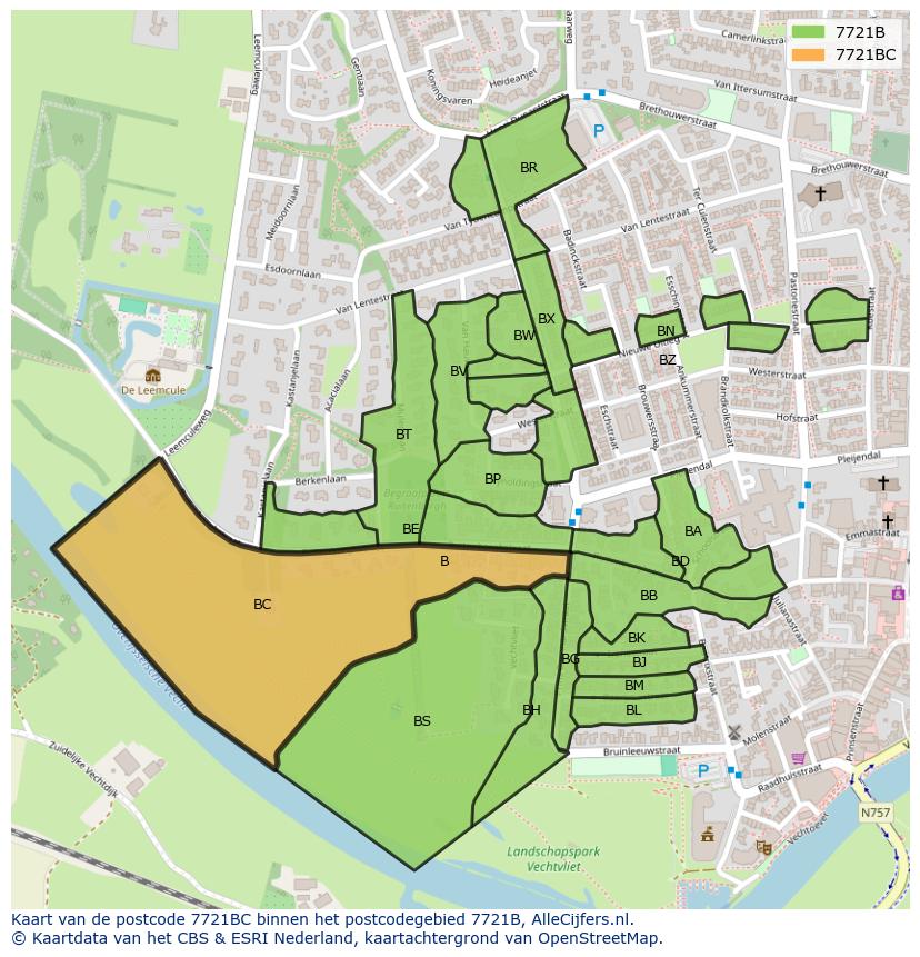 Afbeelding van het postcodegebied 7721 BC op de kaart.
