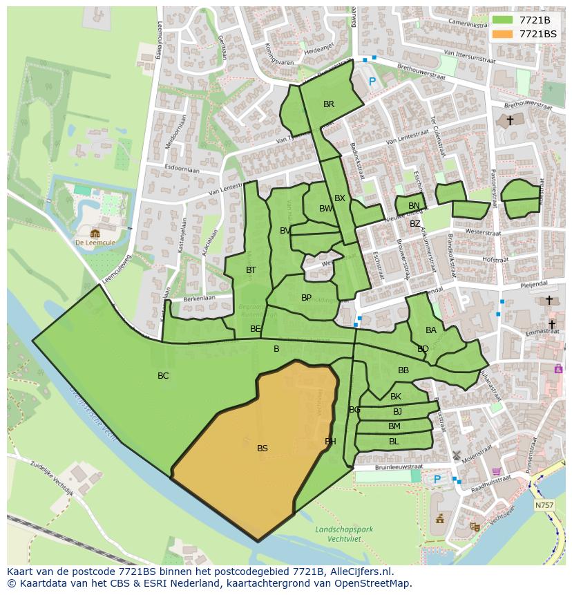 Afbeelding van het postcodegebied 7721 BS op de kaart.