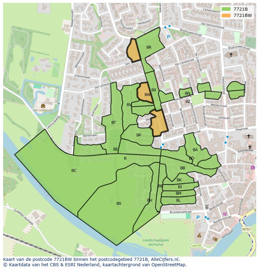Afbeelding van het postcodegebied 7721 BW op de kaart.