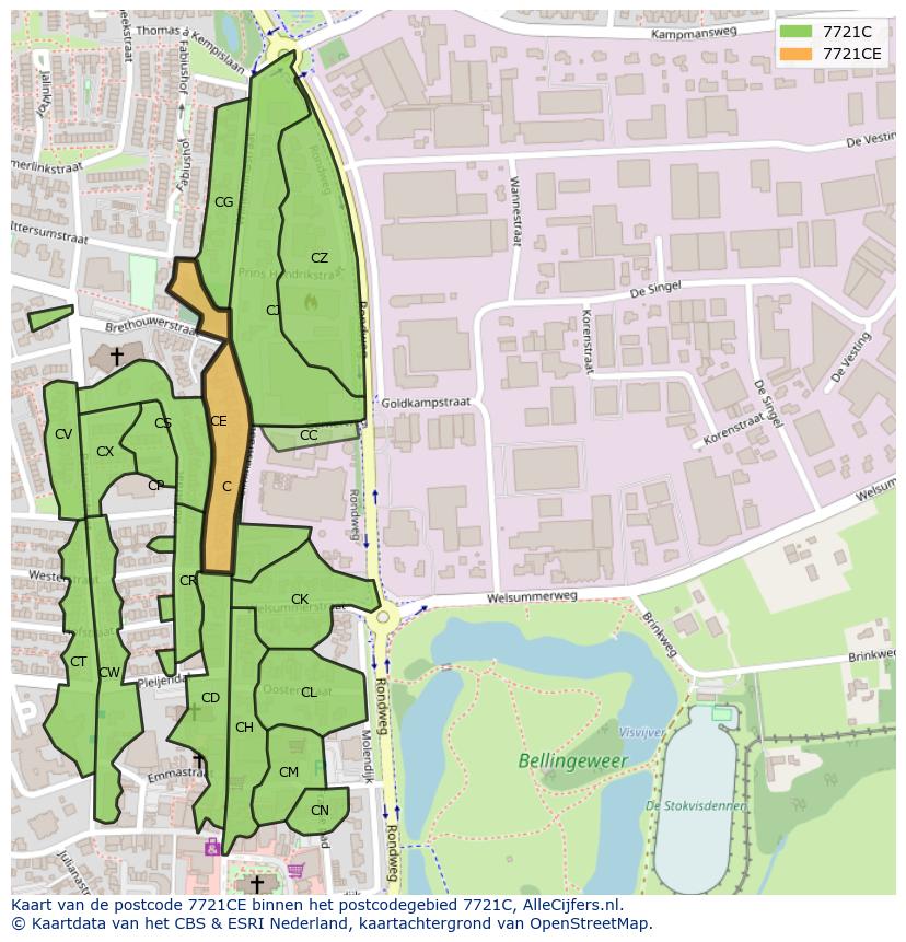 Afbeelding van het postcodegebied 7721 CE op de kaart.