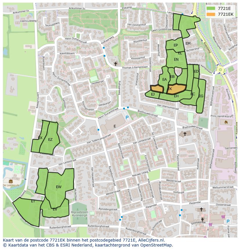 Afbeelding van het postcodegebied 7721 EK op de kaart.
