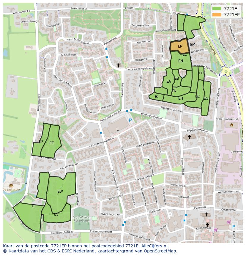 Afbeelding van het postcodegebied 7721 EP op de kaart.