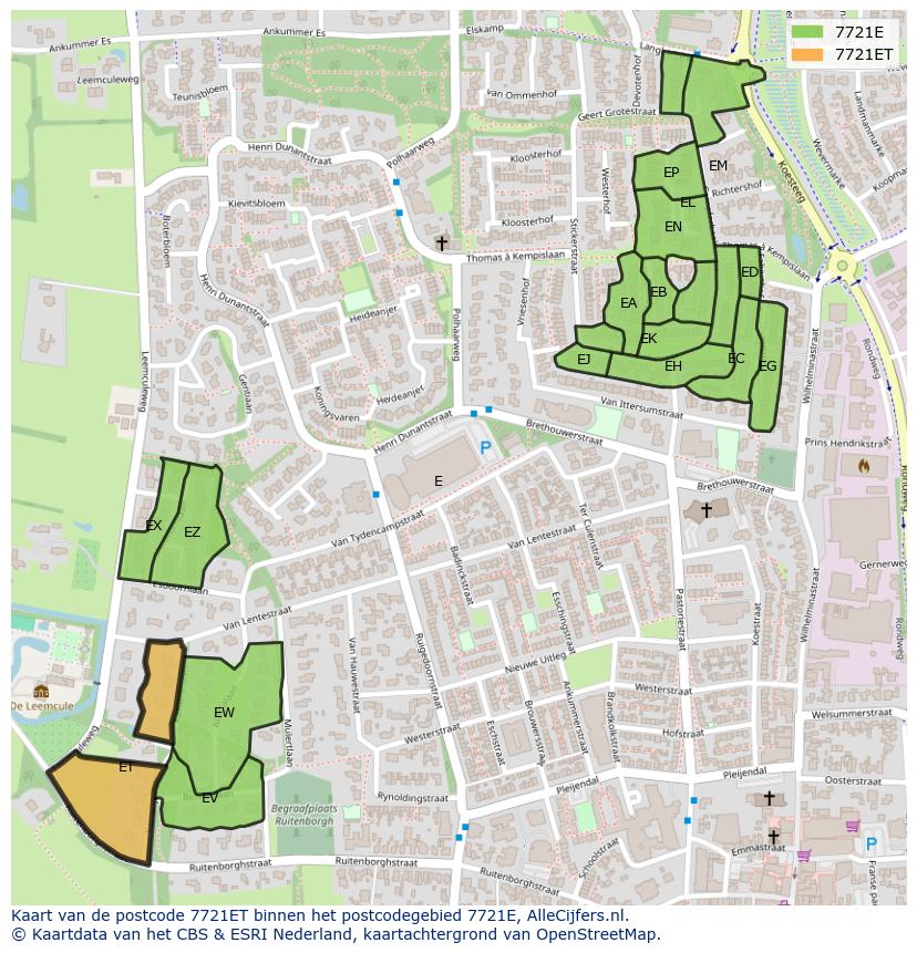 Afbeelding van het postcodegebied 7721 ET op de kaart.