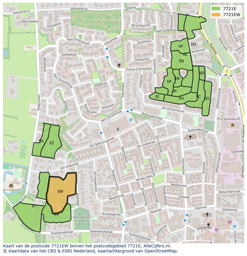 Afbeelding van het postcodegebied 7721 EW op de kaart.