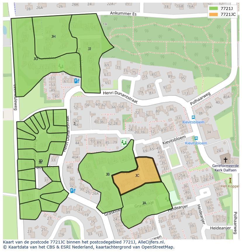 Afbeelding van het postcodegebied 7721 JC op de kaart.