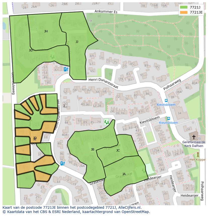 Afbeelding van het postcodegebied 7721 JE op de kaart.